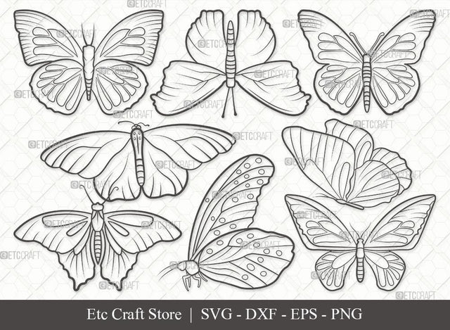 Butterfly Outline SVG Cut File | Butterfly Stencil Svg | Butterflies Svg | Monarch Butterfly Svg | Butterfly Svg Bundle SVG ETC Craft 