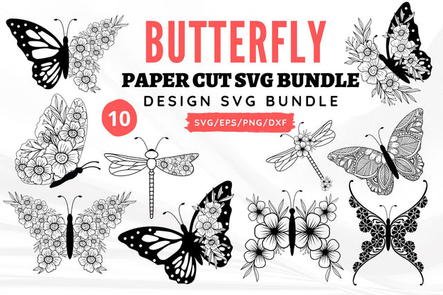 Butterfly Paper Cut SVG Bundle SVG Regulrcrative 