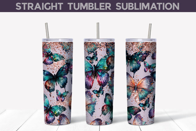 Butterfly Purple Tumbler Wrap Sublimation WatercolorColorDream 