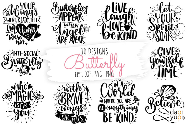Butterfly Quotes Bundle SVG dapiyupi store 
