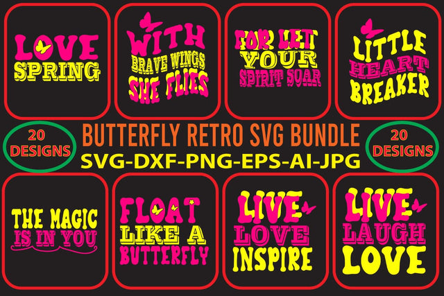 Butterfly Retro SVG Bundle SVG Syaman 