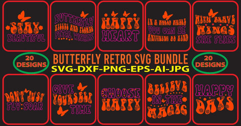 Butterfly Retro SVG Bundle SVG Syaman 