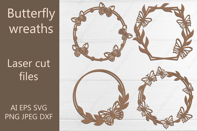 Butterfly round monogram svg, Butterfly wreath svg laser cut, Door sign svg SVG AnastasiyaArtDesign 