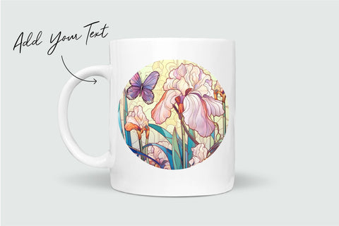 Butterfly Round Sublimation Stained Glass Background Sublimation OrangeBrushStudio 