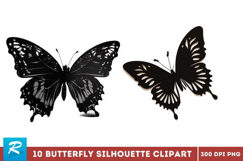 Butterfly Silhouette Clipart Bundle Sublimation Regulrcrative 