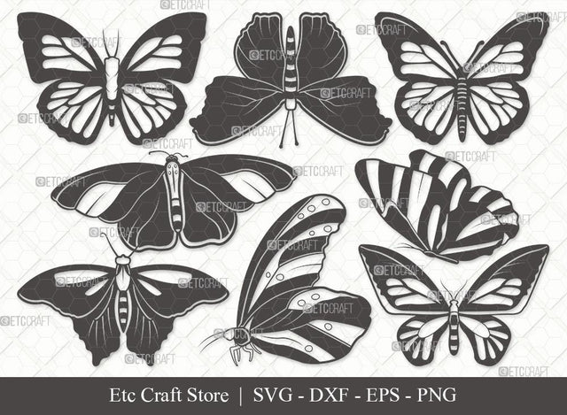 Butterfly Silhouette SVG Cut File | Butterfly Stencil Svg | Butterflies Svg | Monarch Butterfly Svg | Butterfly Svg Bundle SVG ETC Craft 