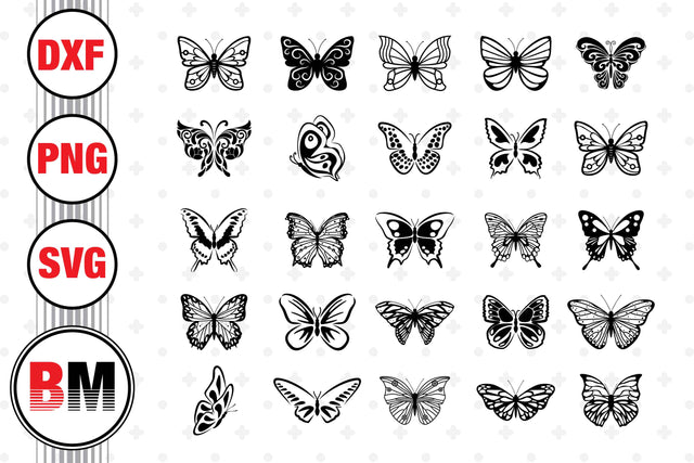 Butterfly Silhouette SVG, PNG, DXF Files SVG BMDesign 