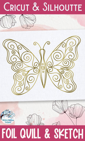 Butterfly Single Line SVG for Sketch, Foil Quill, Pens, Draw SVG Wispy Willow Designs 