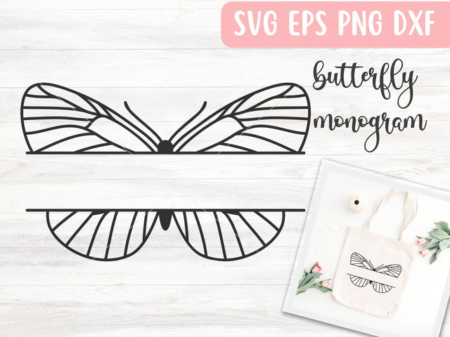 Butterfly Split Monogram Frame SVG Cut File for Cricut or Silhouette SVG Apple Grove Designs 