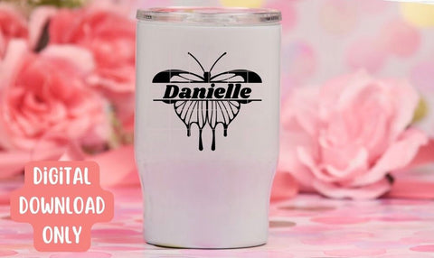 Butterfly Split Monogram SVG Cut File, Butterfly Frame Vector, Hand Drawn Butterfly Name Design SVG Apple Grove Designs 