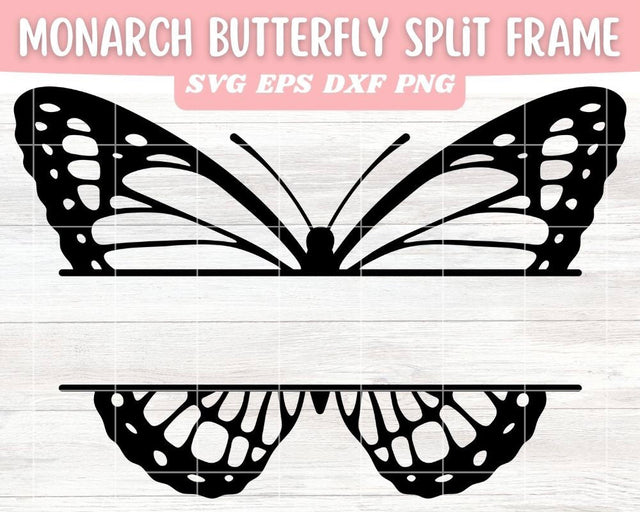 Butterfly Split Monogram SVG Cut File, Monarch Butterfly Vector, Hand Drawn Butterfly Name Design SVG Apple Grove Designs 