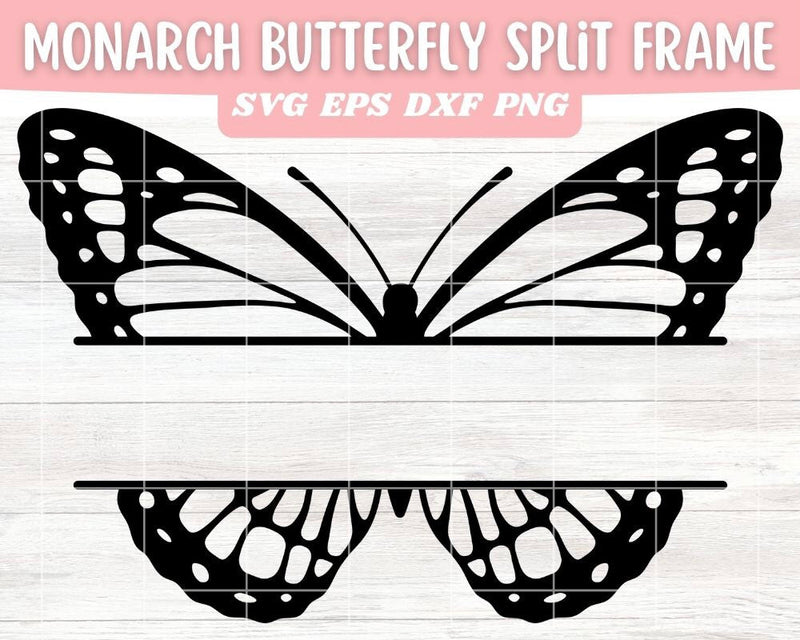 Butterfly Split Monogram SVG Cut File, Monarch Butterfly Vector, Hand Drawn Butterfly Name Design SVG Apple Grove Designs 