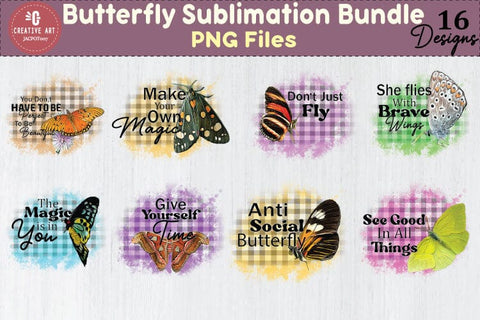 Butterfly Sublimation Bundle, Butterfly Quotes Png Bundle Sublimation jacpot007 