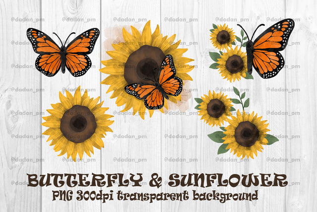 Butterfly & sunflower Png sublimation SVG dadan_pm 