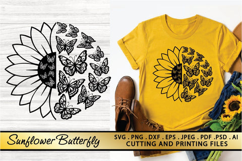 Butterfly Sunflower SVG PNG EPS DXF Files Butterfly SVG SVG zoellartz 