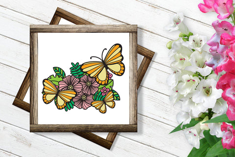 Butterfly SVG, 3d Layered Butterflies Cut File, Summer SVG with Flowers. 3D Paper Elinorka 