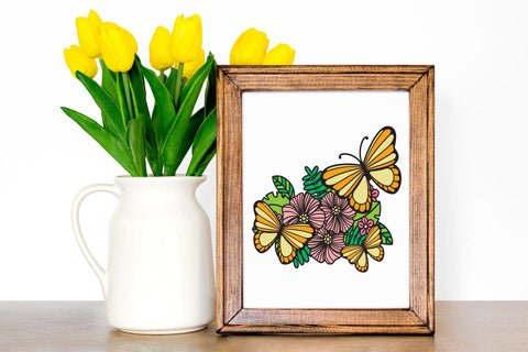 Butterfly SVG, 3d Layered Butterflies Cut File, Summer SVG with Flowers. 3D Paper Elinorka 