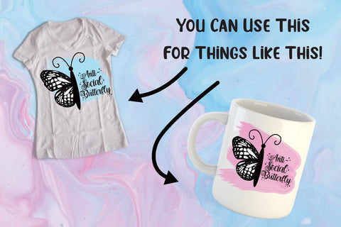 Butterfly SVG | Anti Social Butterfly SVG | Butterfly Quote SVG SVG Angel Lynne Designs 