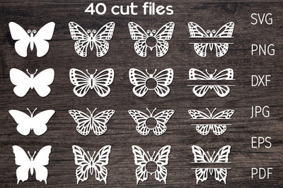 Butterfly svg bundle, butterfly monogram frame, split frame SVG Digital Rainbow Shop 