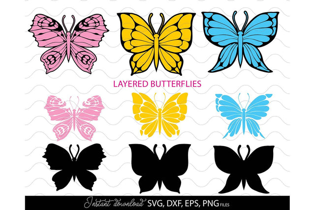 Butterfly SVG Bundle | Butterfly Stencil | Butterfly Layered Clipart SVG March Design Studio 