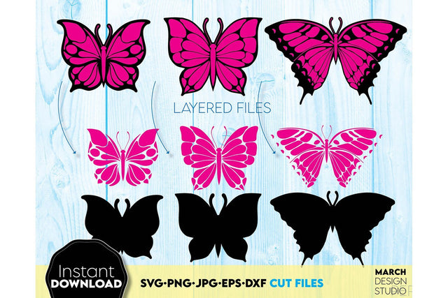Butterfly SVG Bundle | Butterfly Stencil | Butterfly Layered Clipart SVG March Design Studio 