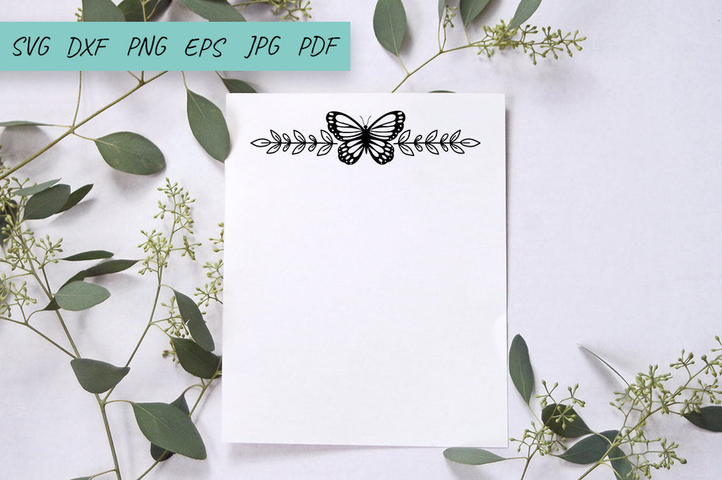 Butterfly SVG, Butterfly monogram wreath, Text divider set - So Fontsy