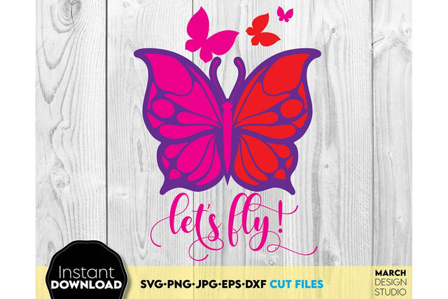 Butterfly SVG | Butterfly Stencil | Butterfly Layered Clipart SVG March Design Studio 