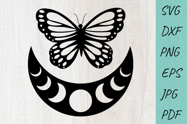 Butterfly SVG, Butterfly with moon, Boho moon, Moon Phases SVG Irina Ostapenko 