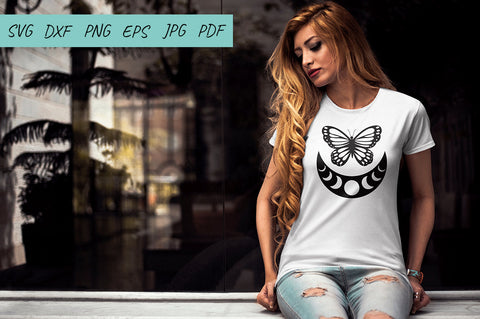 Butterfly SVG, Butterfly with moon, Boho moon, Moon Phases SVG Irina Ostapenko 