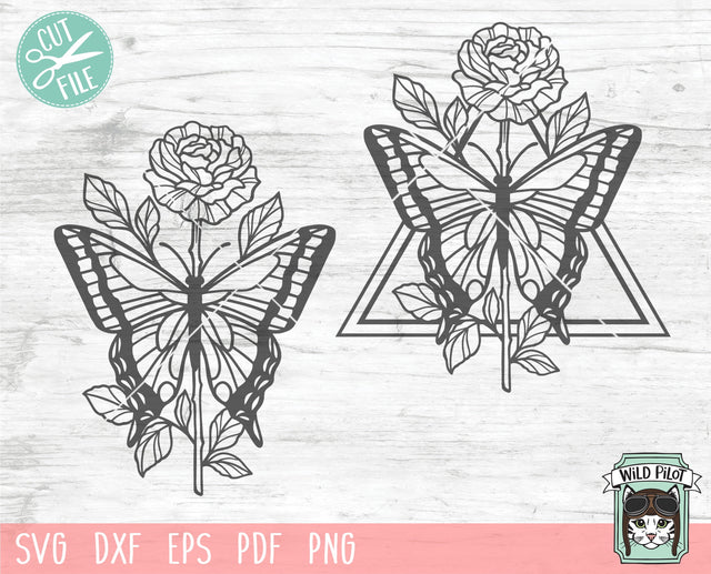 Butterfly SVG Cut File, Butterflies Flowers SVG Cut File, Butterfly Floral SVG Cut File, Butterfly Floral Clipart, Butterfly Flower Clipart SVG Wild Pilot 
