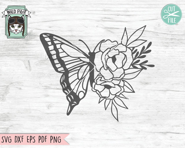 Butterfly SVG Cut File, Butterflies Flowers SVG Cut File, Butterfly Floral SVG Cut File, Butterfly Floral Clipart, Butterfly Flower Clipart SVG Wild Pilot 