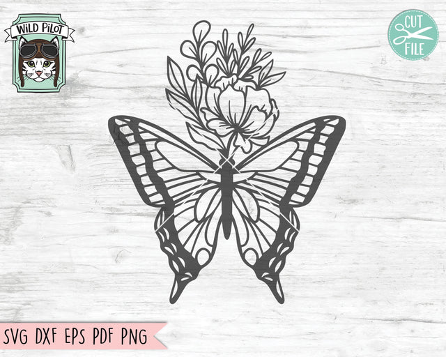 Butterfly SVG Cut File, Butterflies Flowers SVG Cut File, Butterfly Floral SVG Cut File, Butterfly Floral Clipart, Butterfly Flower Clipart SVG Wild Pilot 