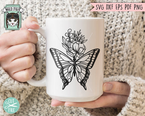 Butterfly SVG Cut File, Butterflies Flowers SVG Cut File, Butterfly Floral SVG Cut File, Butterfly Floral Clipart, Butterfly Flower Clipart SVG Wild Pilot 
