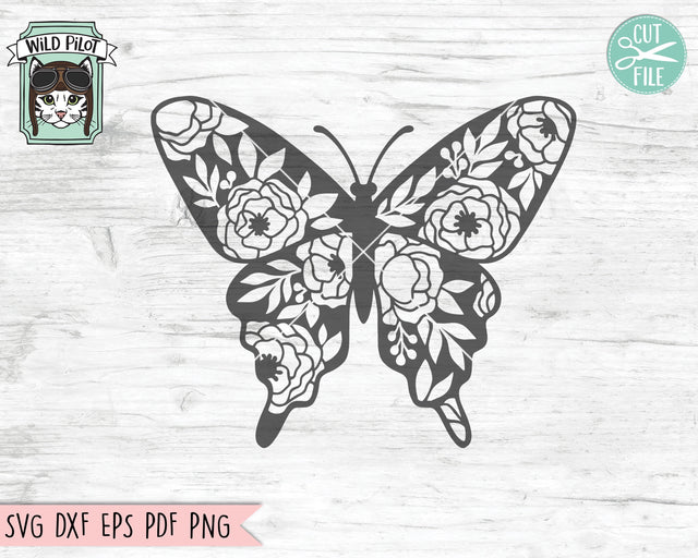 Butterfly SVG Cut File, Butterflies Flowers SVG Cut File, Butterfly Floral SVG Cut File, Butterfly Floral Clipart, Butterfly Flower Clipart SVG Wild Pilot 