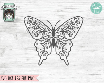 Butterfly SVG Cut File, Butterflies Flowers SVG Cut File, Butterfly Floral SVG Cut File, Butterfly Floral Clipart, Butterfly Flower Clipart SVG Wild Pilot 