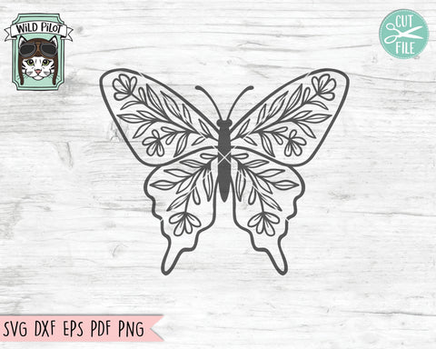 Butterfly SVG Cut File, Butterflies Flowers SVG Cut File, Butterfly Floral SVG Cut File, Butterfly Floral Clipart, Butterfly Flower Clipart SVG Wild Pilot 
