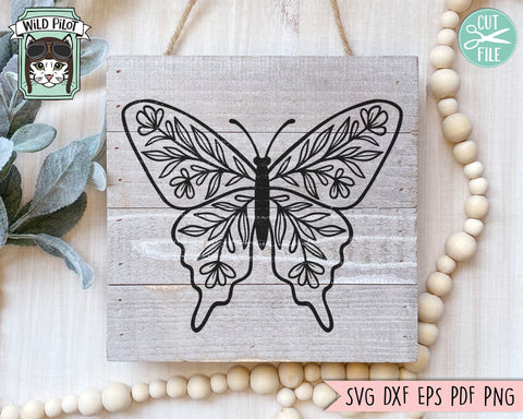 Butterfly SVG Cut File, Butterflies Flowers SVG Cut File, Butterfly Floral SVG Cut File, Butterfly Floral Clipart, Butterfly Flower Clipart SVG Wild Pilot 