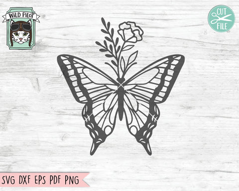 Butterfly SVG Cut File, Butterflies Flowers SVG Cut File, Butterfly Floral SVG Cut File, Butterfly Floral Clipart, Butterfly Flower Clipart SVG Wild Pilot 