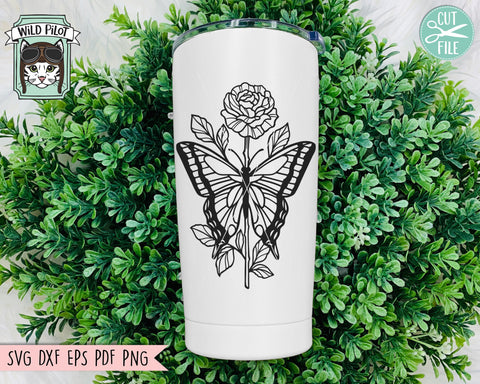 Butterfly SVG Cut File, Butterflies Flowers SVG Cut File, Butterfly Floral SVG Cut File, Butterfly Floral Clipart, Butterfly Flower Clipart SVG Wild Pilot 