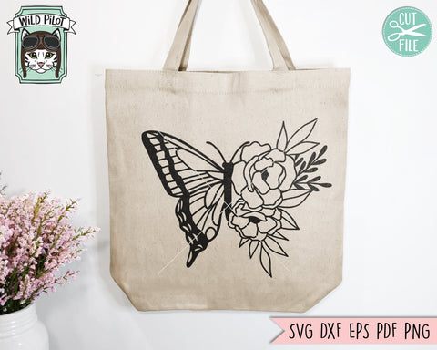 Butterfly SVG Cut File, Butterflies Flowers SVG Cut File, Butterfly Floral SVG Cut File, Butterfly Floral Clipart, Butterfly Flower Clipart SVG Wild Pilot 
