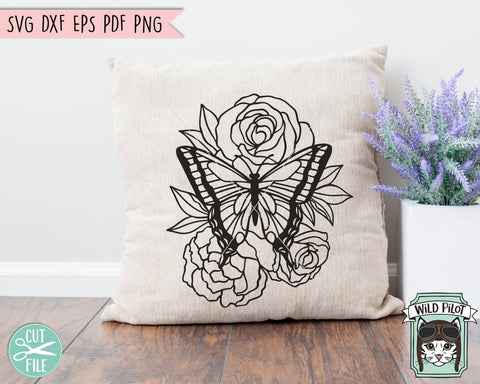 Butterfly SVG Cut File, Butterflies Flowers SVG Cut File, Butterfly Floral SVG Cut File, Butterfly Floral Clipart, Butterfly Flower Clipart SVG Wild Pilot 