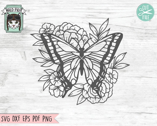Butterfly SVG Cut File, Butterflies Flowers SVG Cut File, Butterfly Floral SVG Cut File, Butterfly Floral Clipart, Butterfly Flower Clipart SVG Wild Pilot 