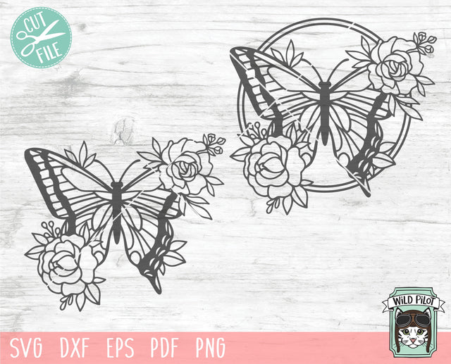 Butterfly SVG Cut File, Butterflies Flowers SVG Cut File, Butterfly Floral SVG Cut File, Butterfly Flowers Clipart, Butterfly Sign Clipart SVG Wild Pilot 