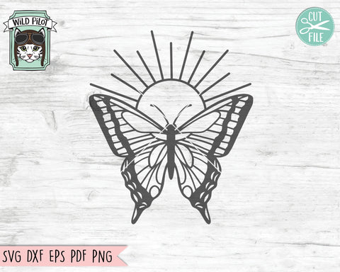 Butterfly SVG Cut File, Butterflies SVG Cut File, Butterfly Clipart, Butterflies Clipart, Butterfly Sun SVG Cut File, Butterfly Vector SVG Wild Pilot 