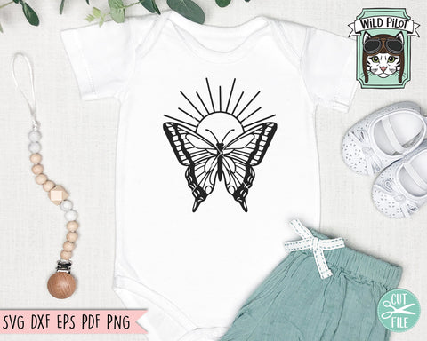 Butterfly SVG Cut File, Butterflies SVG Cut File, Butterfly Clipart, Butterflies Clipart, Butterfly Sun SVG Cut File, Butterfly Vector SVG Wild Pilot 
