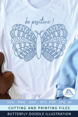 Butterfly SVG Cut File Butterfly Doodle With Positive Quote SVG zoellartz 