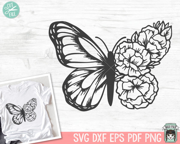 Butterfly SVG File, Floral Butterfly svg, Butterfly Flowers, Butterfly cut  file, Butterfly Wings, Butterfly Half Flowers svg file - So Fontsy