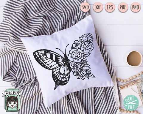 Butterfly SVG File, Floral Butterfly SVG, Butterfly Flowers SVG, Butterfly Wings SVG, Insect SVG, Bugs SVG SVG Wild Pilot 