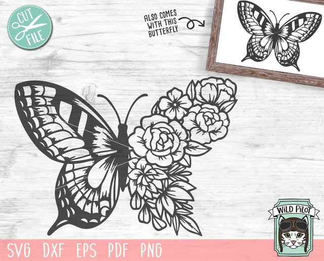 Butterfly SVG File, Floral Butterfly SVG, Butterfly Flowers SVG, Butterfly Wings SVG, Insect SVG, Bugs SVG SVG Wild Pilot 