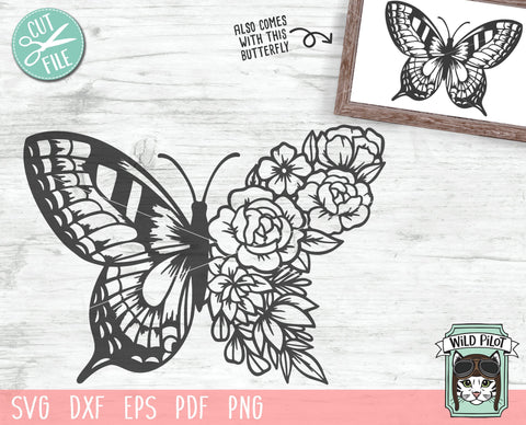 Butterfly svg, Floral butterfly svg, Butterfly with flowers By